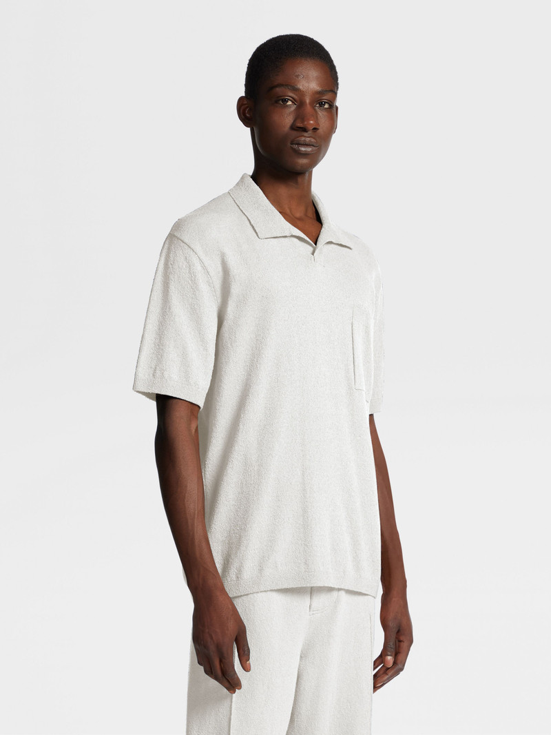 ZEGNA WHITE COTTON BLEND POLO SHIRT outlook