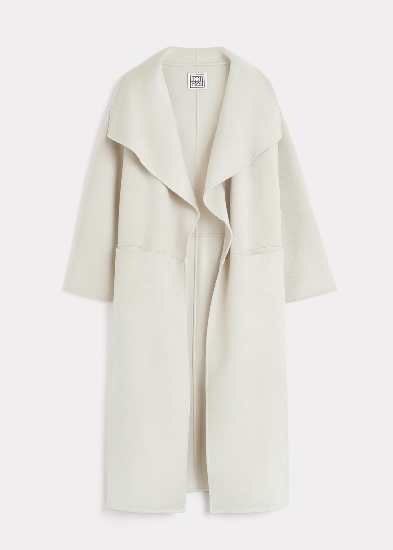 Signature wool cashmere coat macadamia 1