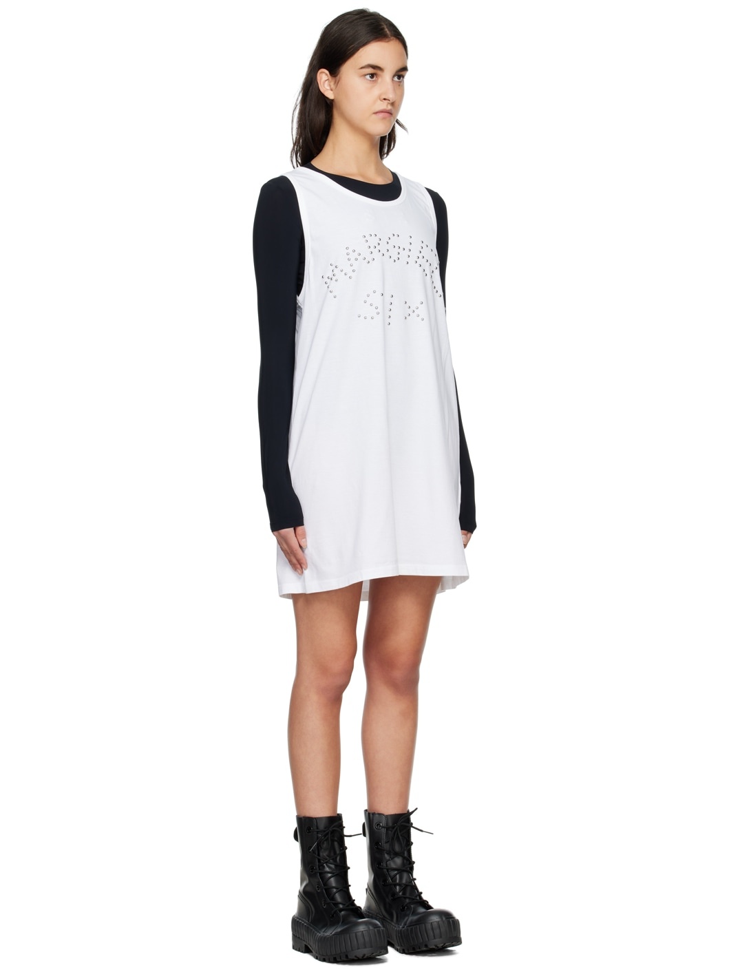 White Studded Minidress - 2
