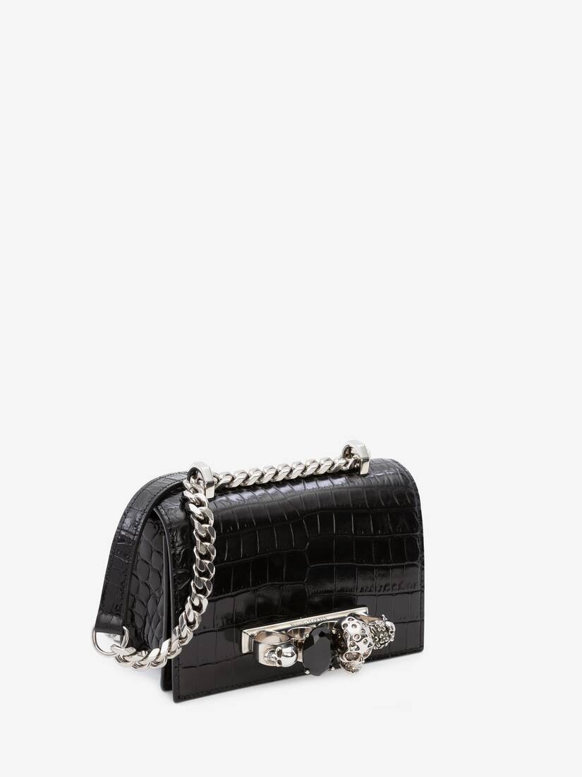 Women's Mini Jewelled Satchel in Black - 3