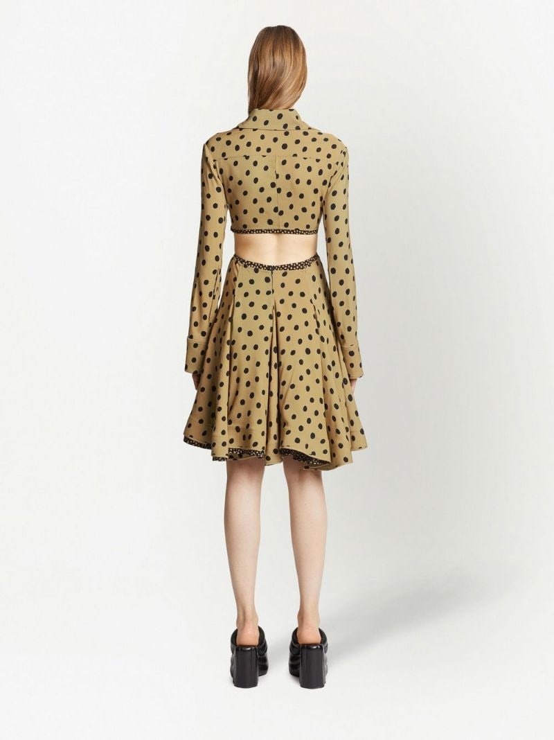 polka dot-print cut-out shirt dress - 4