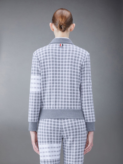 Thom Browne Cotton Check Jacquard Round Collar Zip Up Jacket outlook