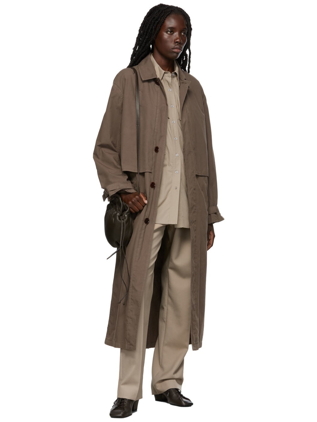 Brown Storm Flap Trench Coat - 4