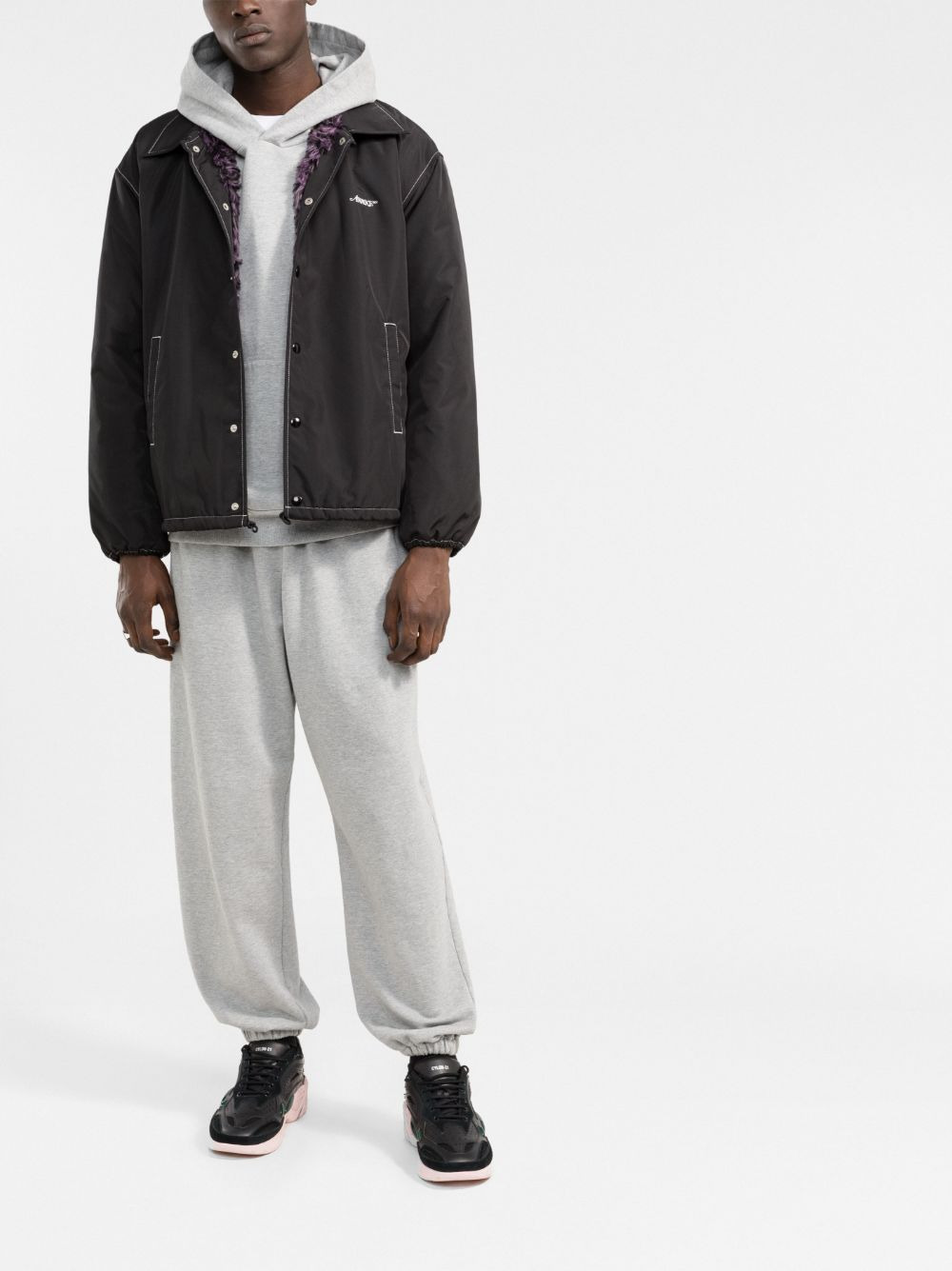 embroidered-logo long-sleeve jacket - 2
