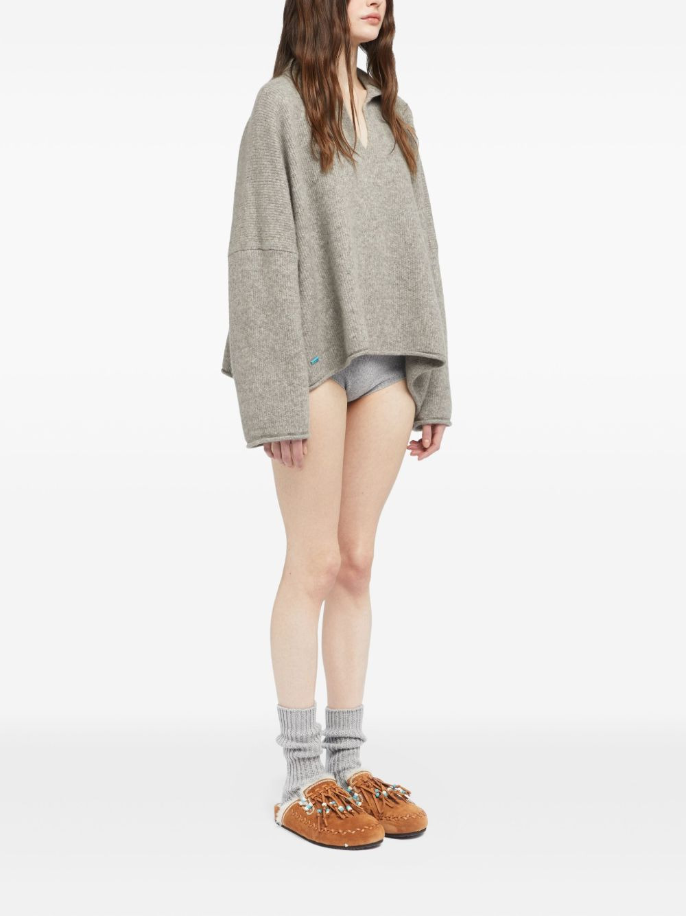 ribbed polo neck top - 3