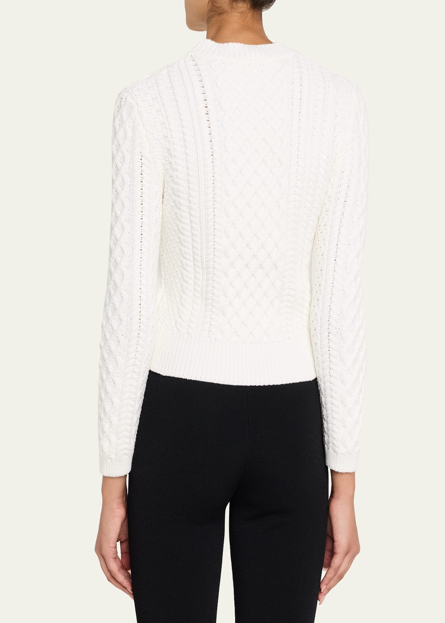 Cabbie Cable Knit 3/4-Sleeve Sweater - 3