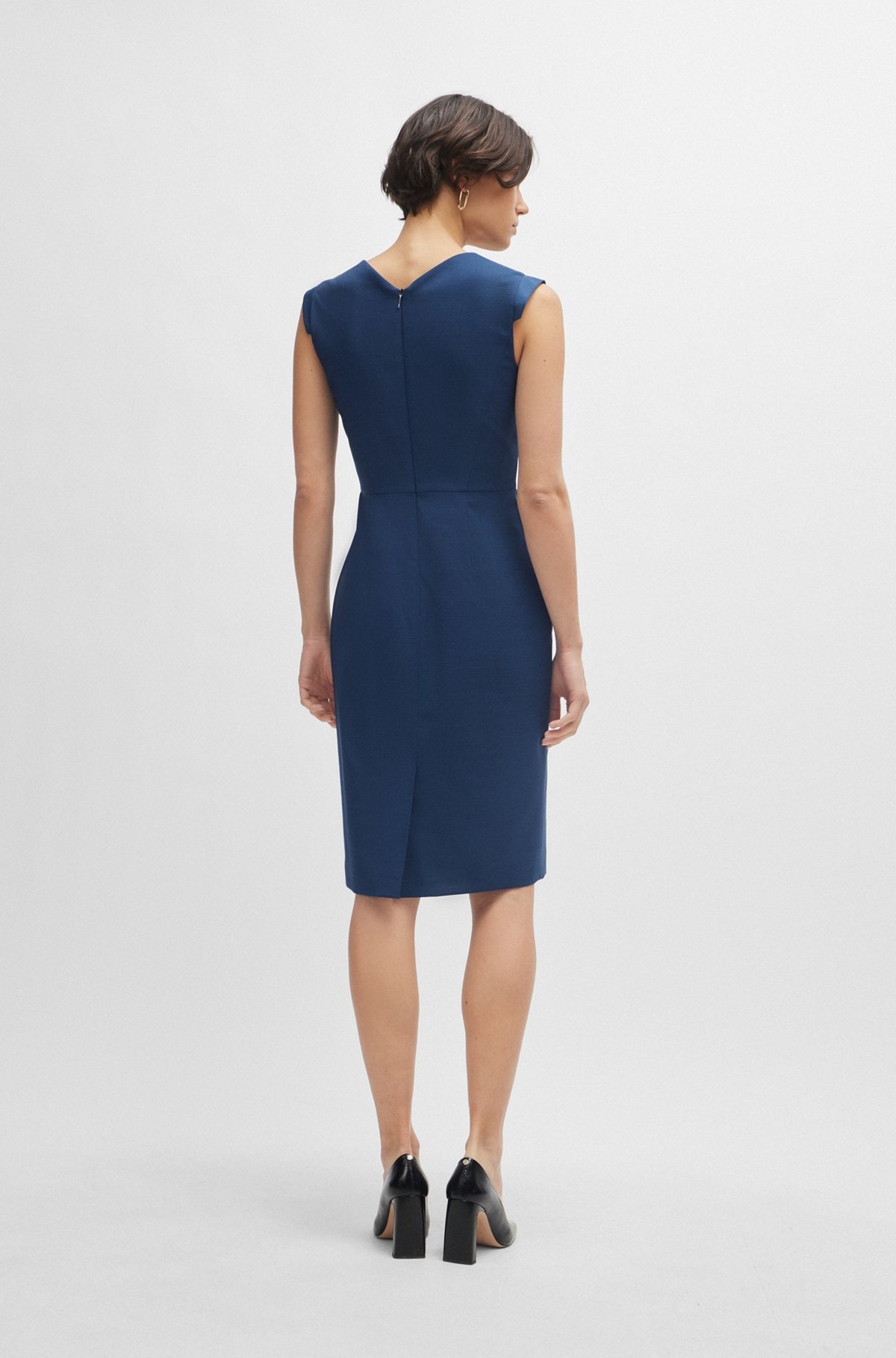 CAP-SLEEVE V-NECK DRESS IN WOOL - 4
