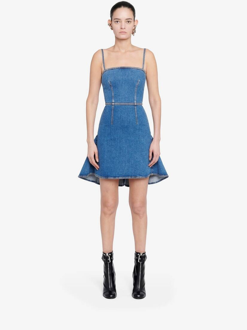 Women's Kickback Denim Mini Dress in Stone Washed 5
