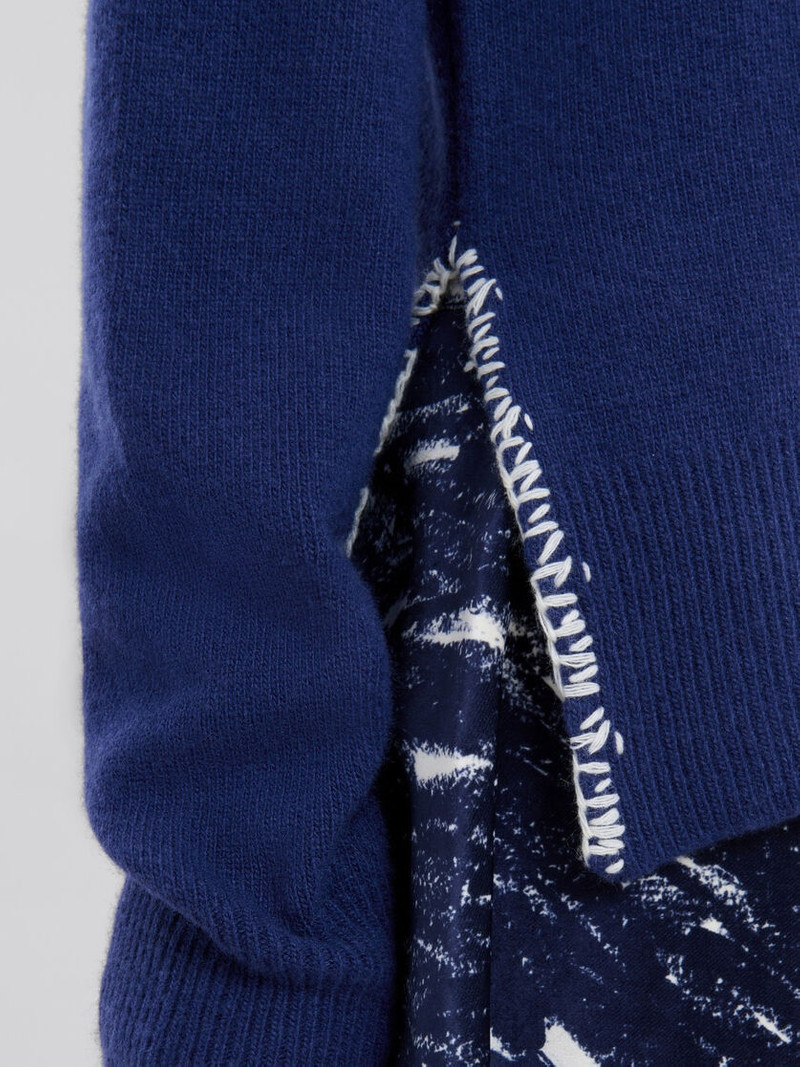 BLUE WOOL-CASHMERE CARDIGAN WITH MARNI MENDING 4