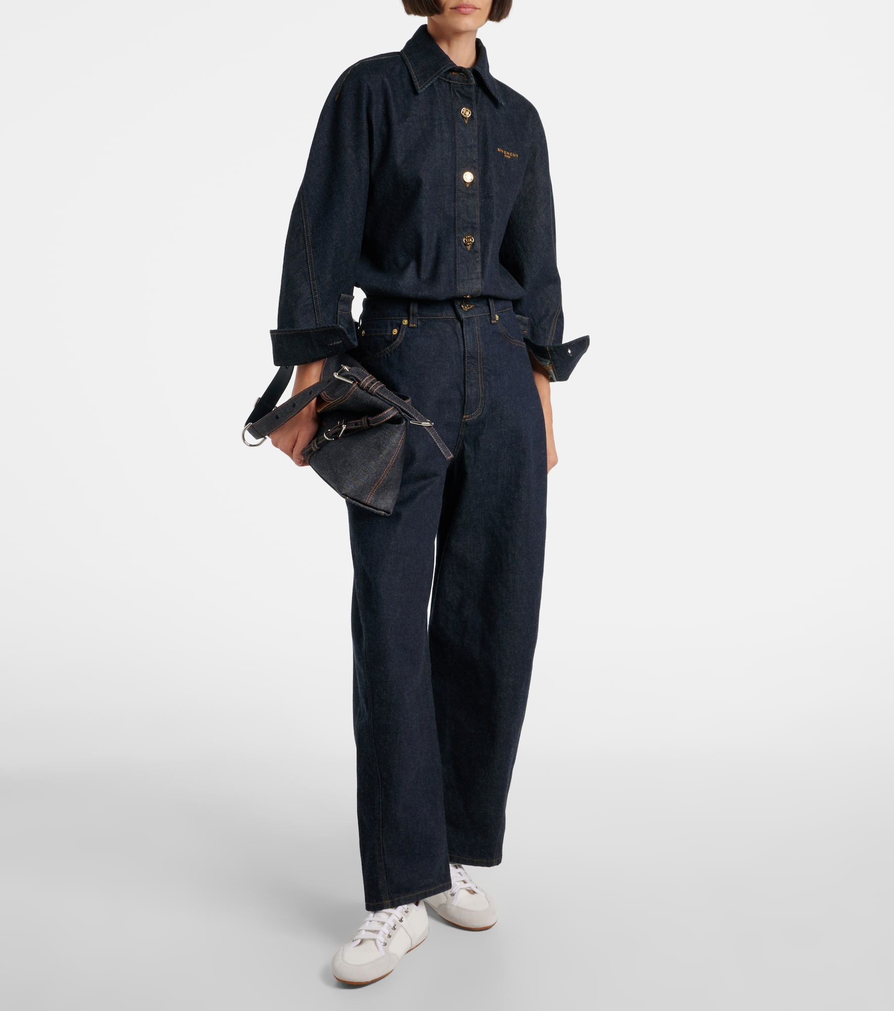 Voyou Medium denim shoulder bag - 5