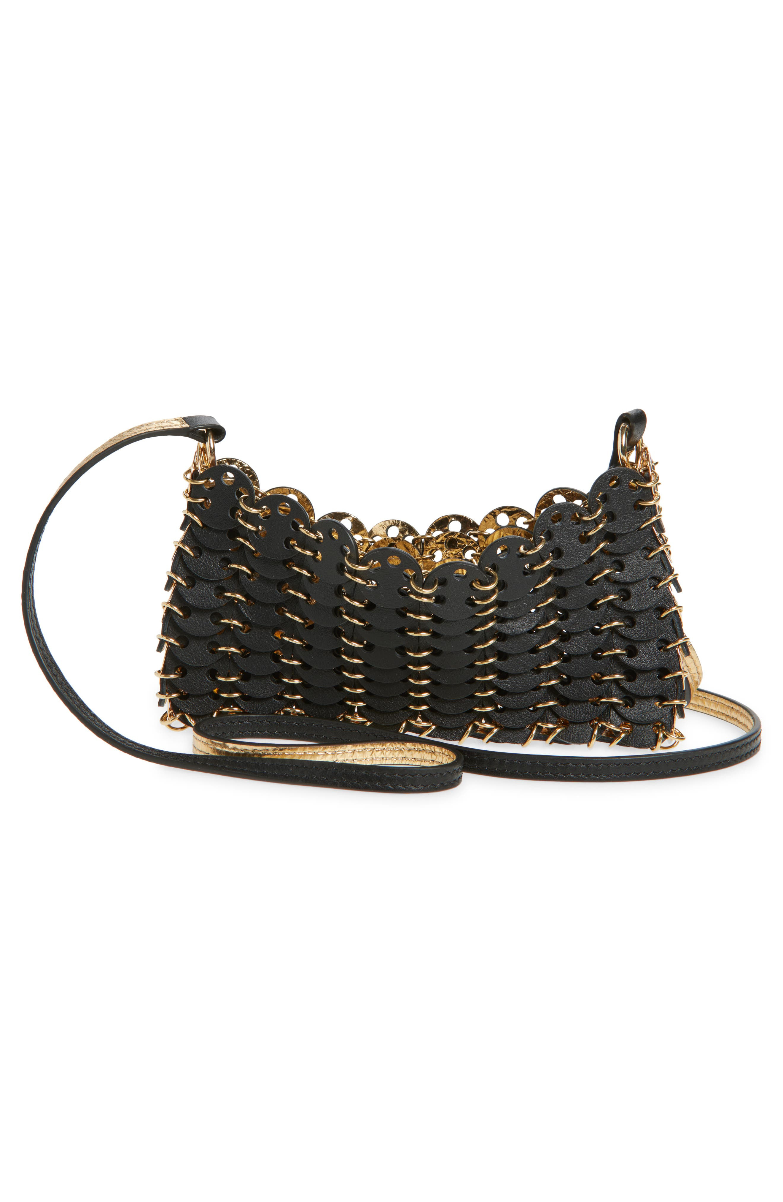 Rabanne Small 1969 Iconic Leather Shoulder Bag in Black /Gold at Nordstrom - 3