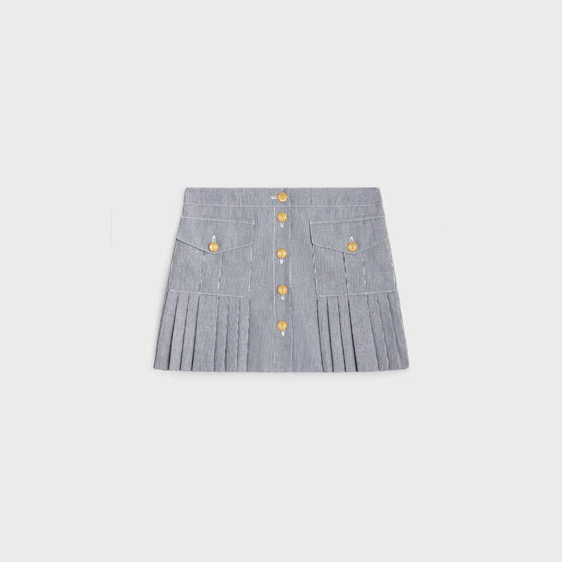 pleated mini skirt in striped cotton 1