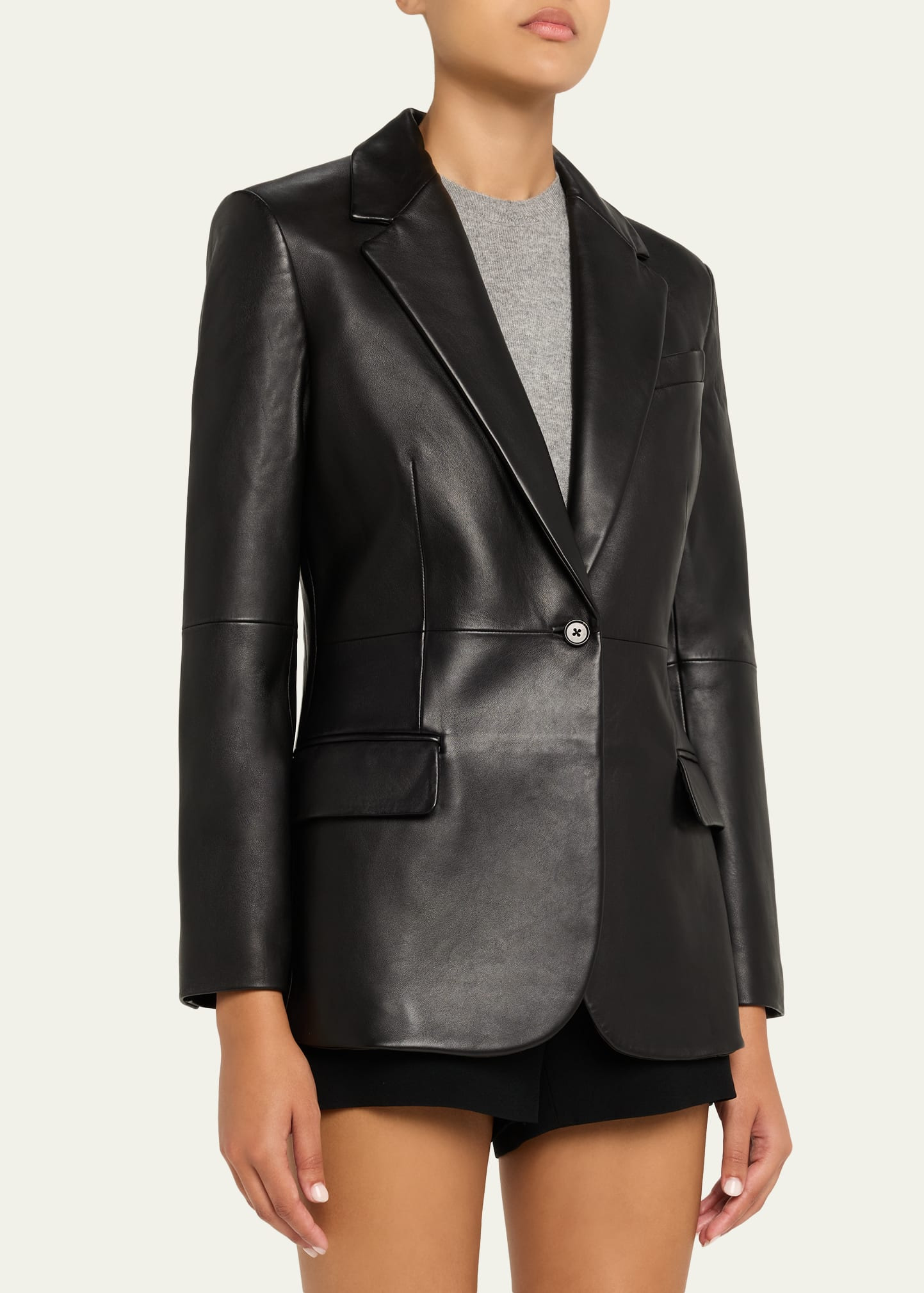 Lynnia Lambskin Leather Blazer - 4