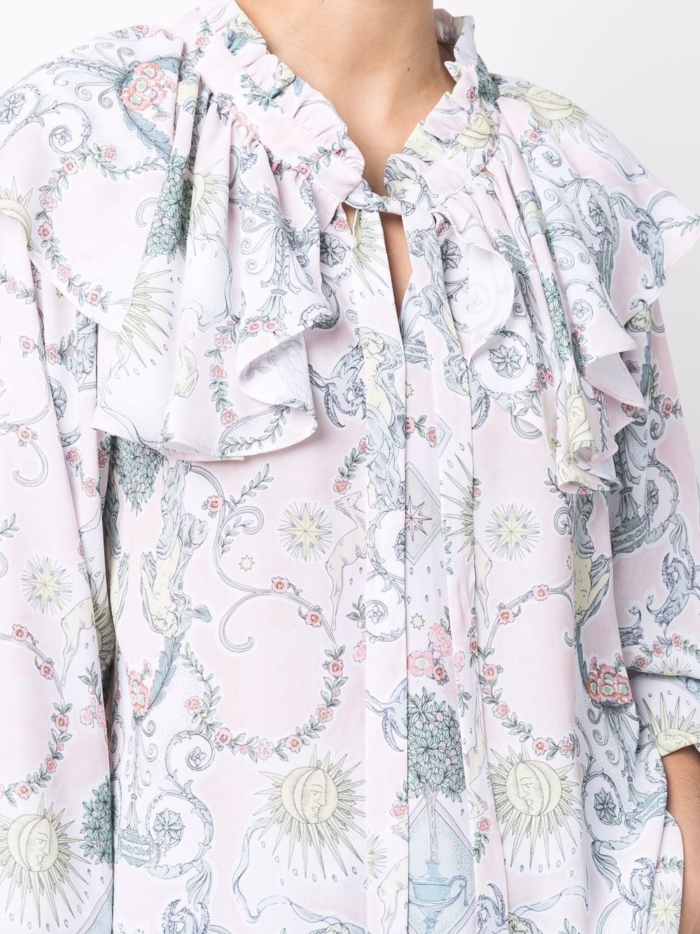 baroque-print ruffled blouse - 5
