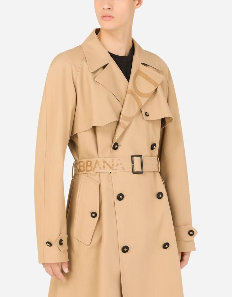 Cotton gabardine double-breasted trench coat - 3