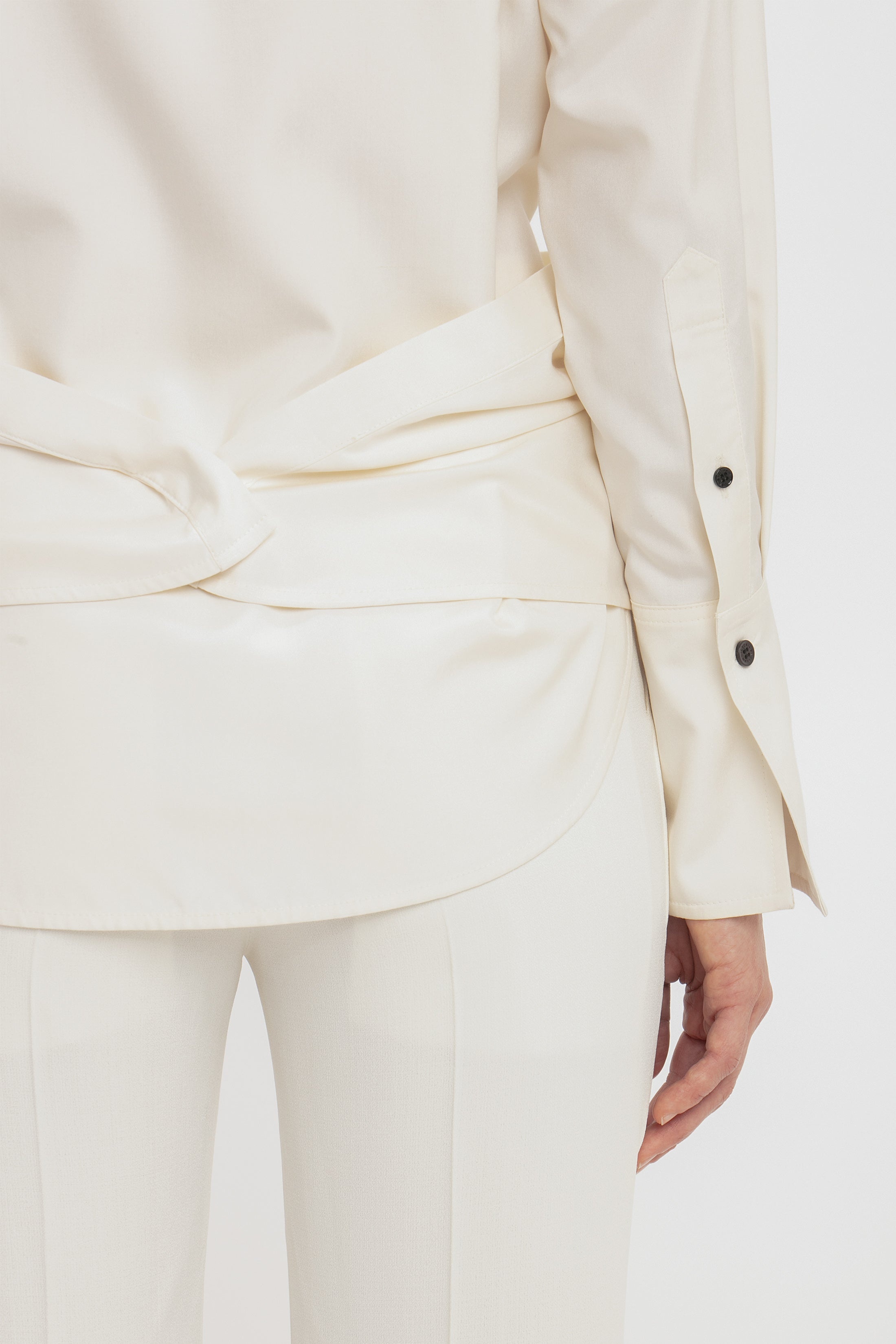 Exclusive Wrap Front Blouse In Off White - 5