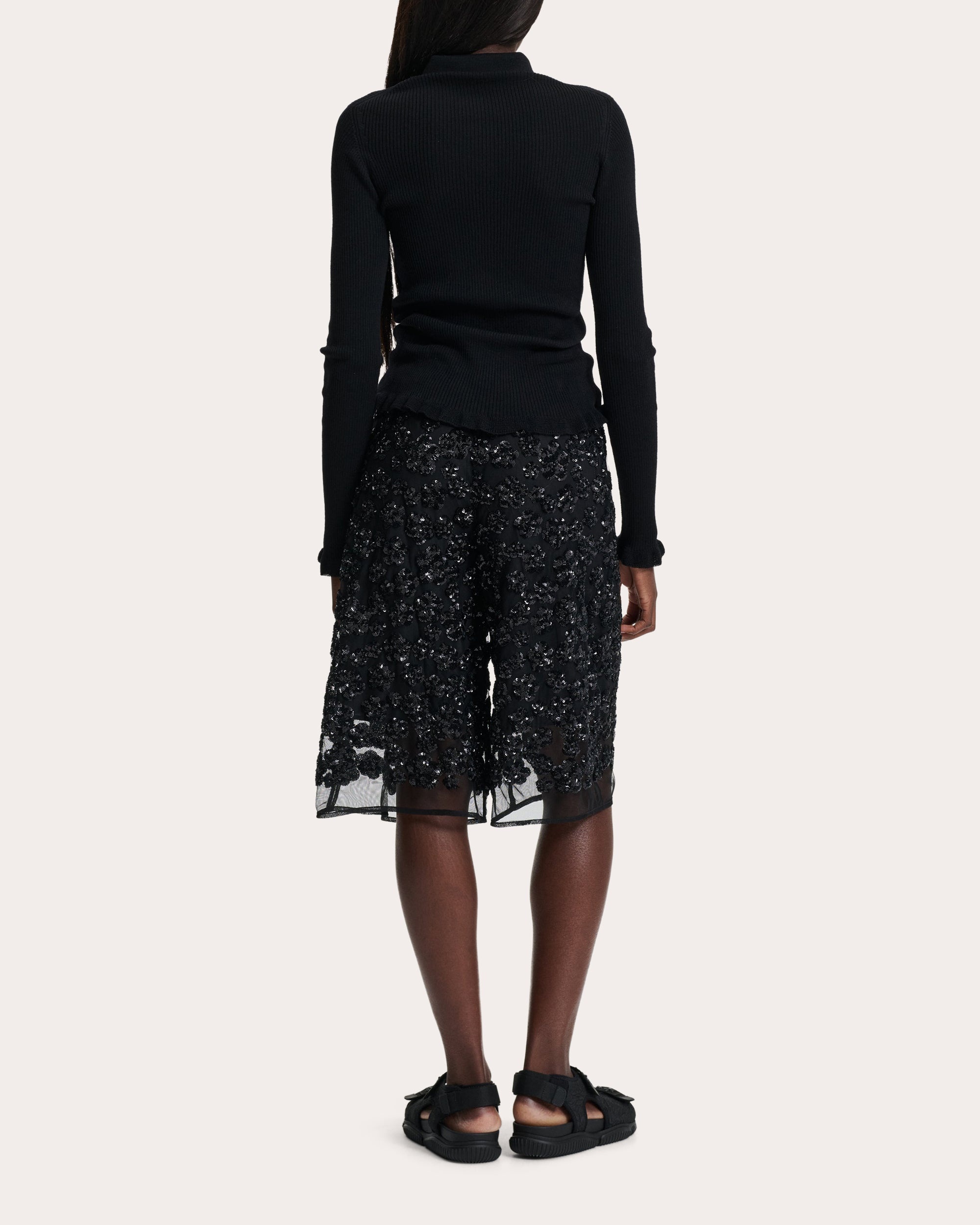 Angelica Ume Floral Sequin Longline Shorts - 2