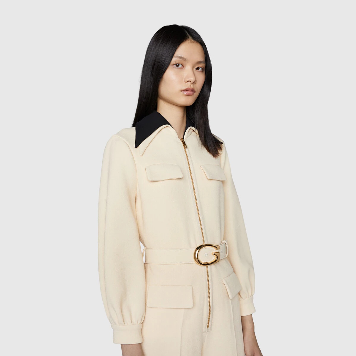 Belted wool crepe jumpsuit - 5