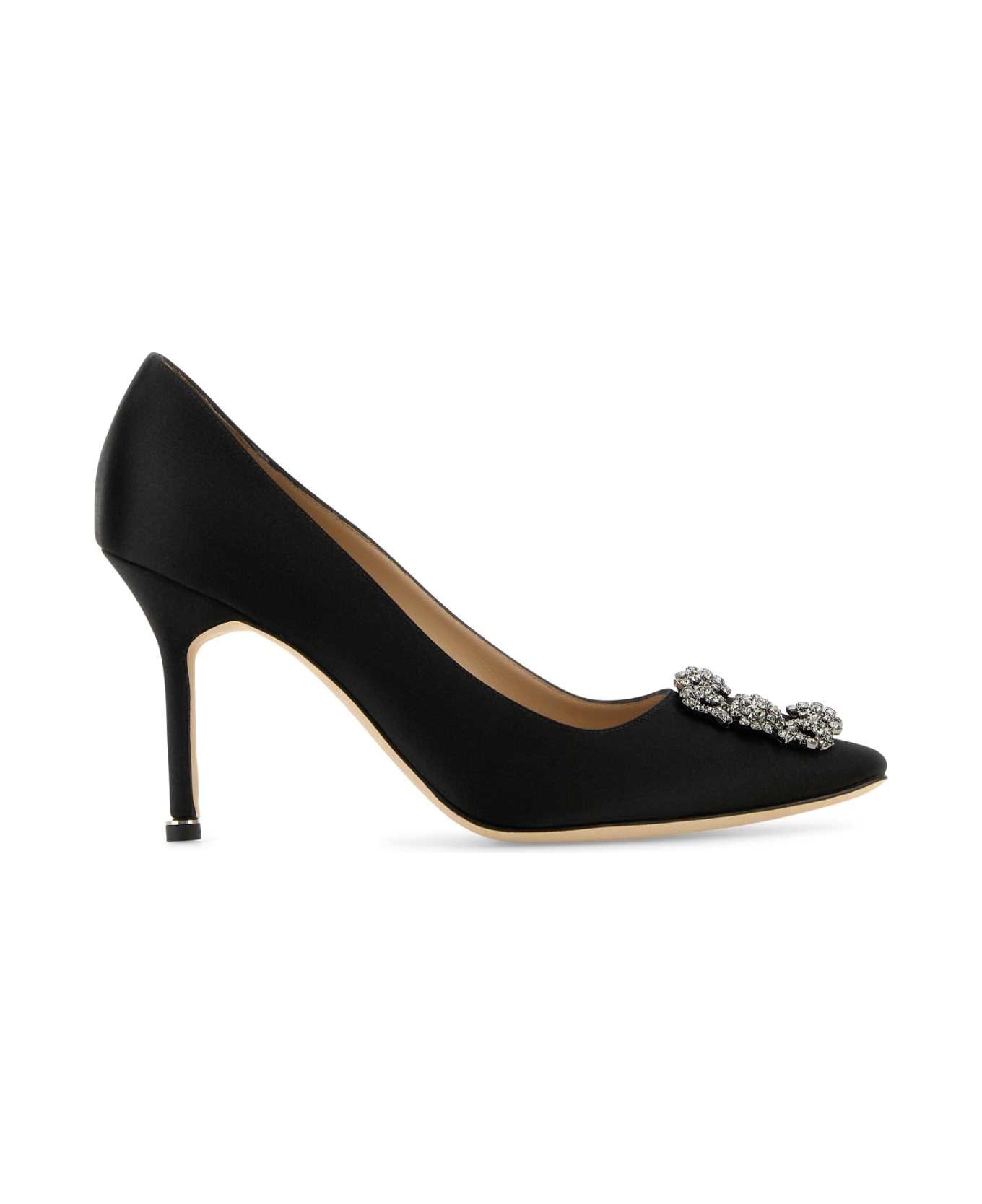 Black Satin Hangisi Pumps - 1