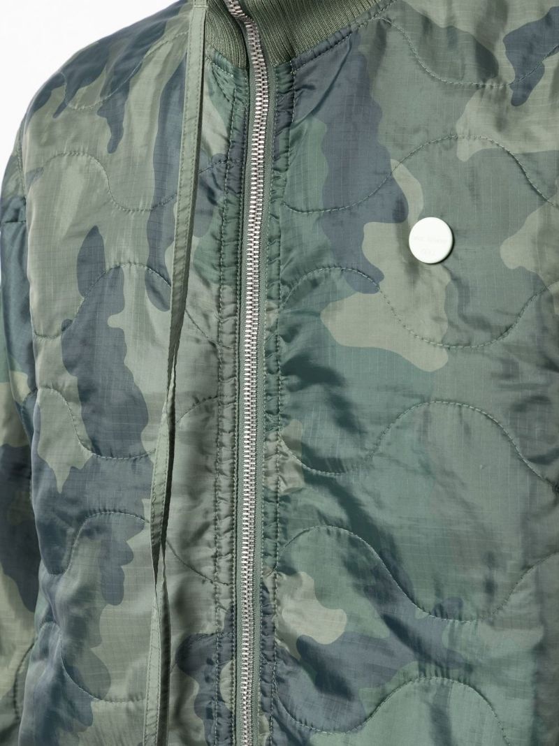 quilted camouflage zip-up coat - 5