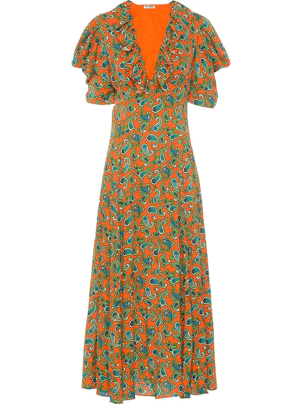 paisley printed jacquard dress - 1