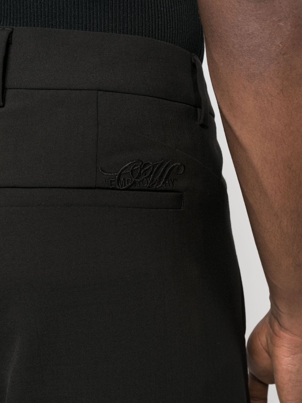 logo-embroidered tailored straight trousers - 5