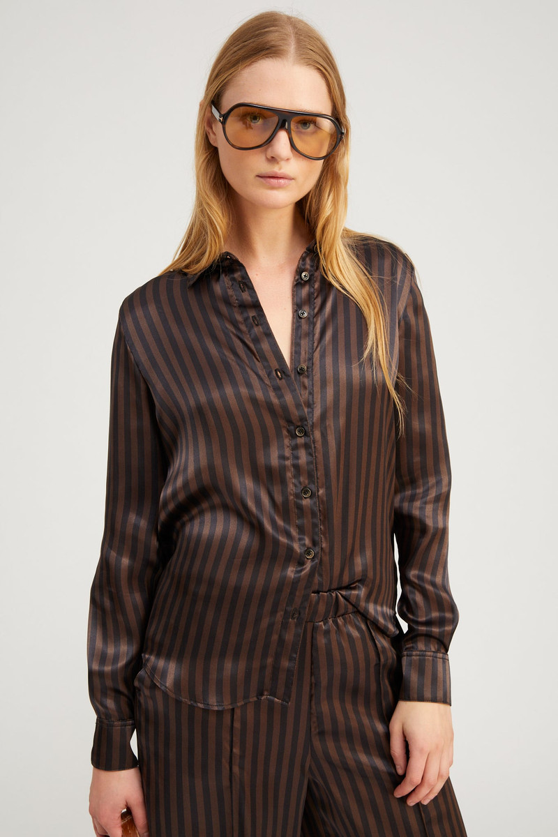 AMERICANO STRIPE SILK FONDA BUTTON DOWN 1