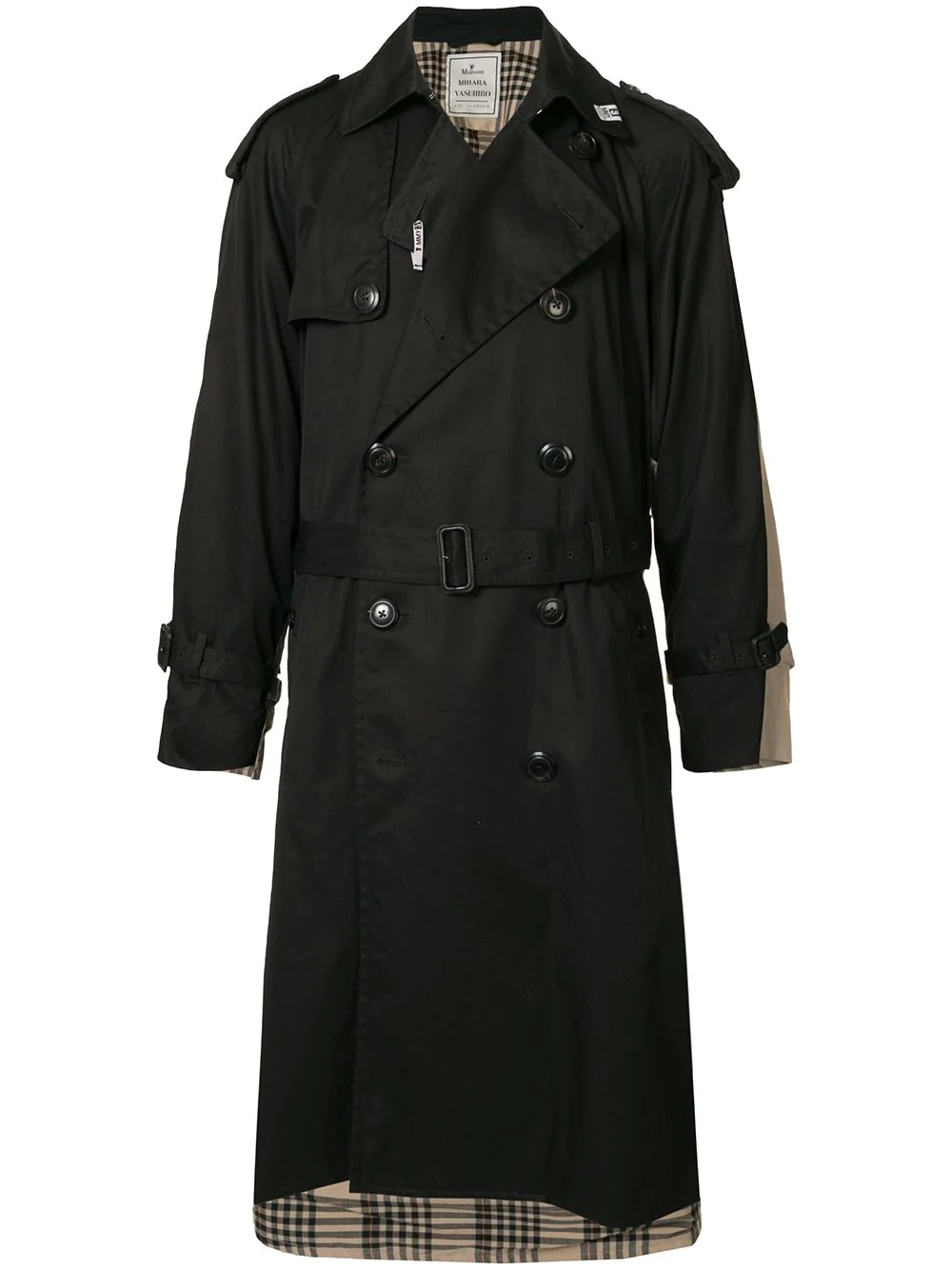 double-breasted panelled trench coat - 1