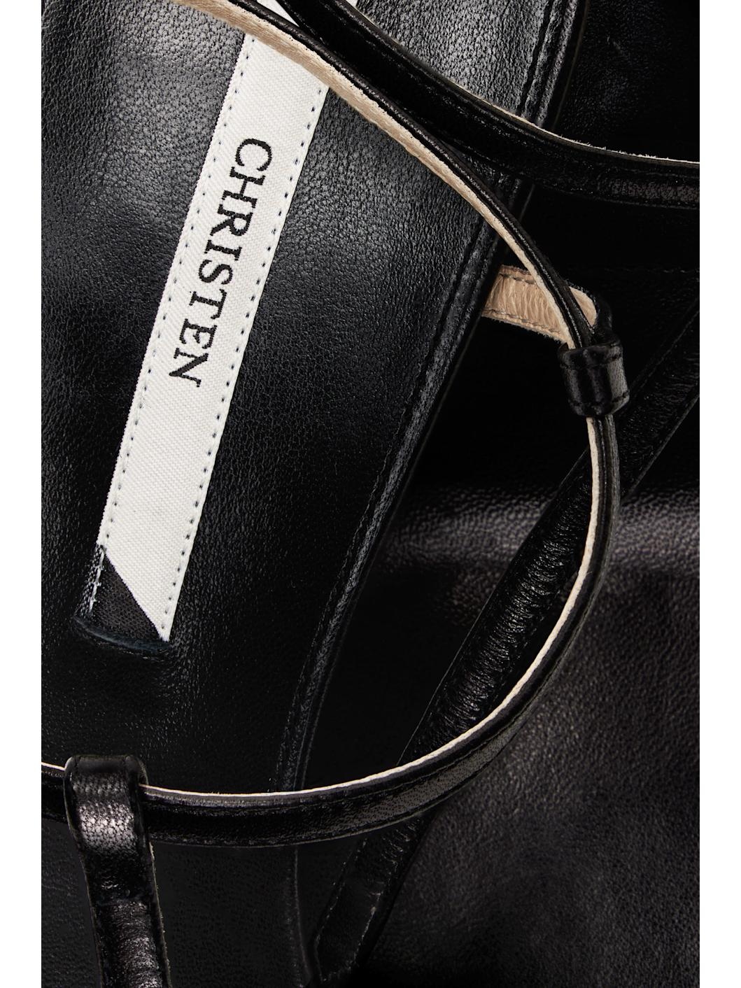 Black 75mm Mono Strap Heeled Sandals - 5