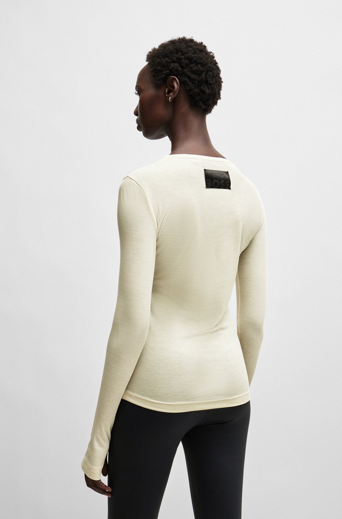NAOMI X BOSS RIBBED LONG-SLEEVE TOP - 4