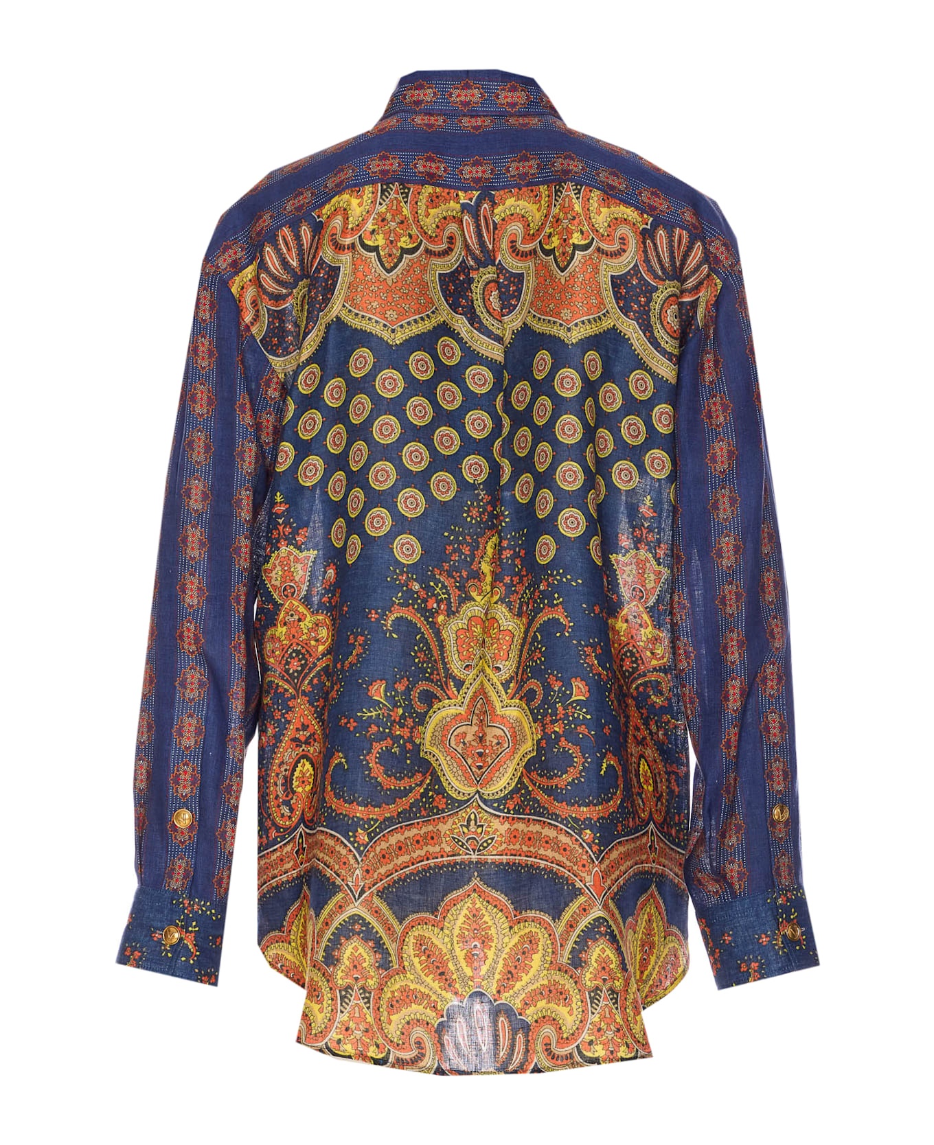 Paisley Linen Shirt With Medaglioni Voyage Imaginaire Pattern - 2
