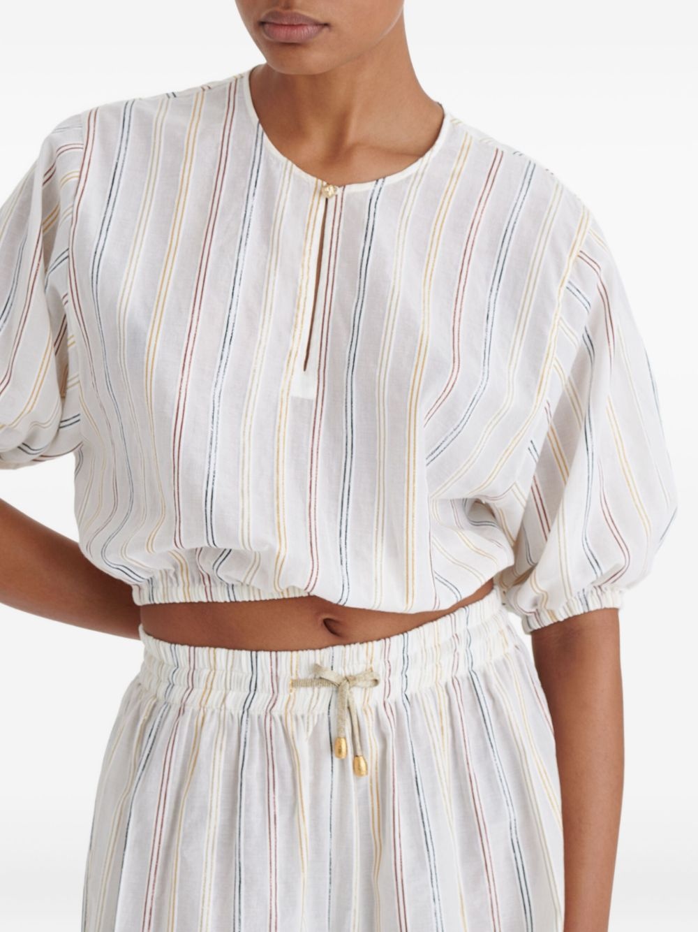 Eldorado striped puff-sleeve blouse - 4