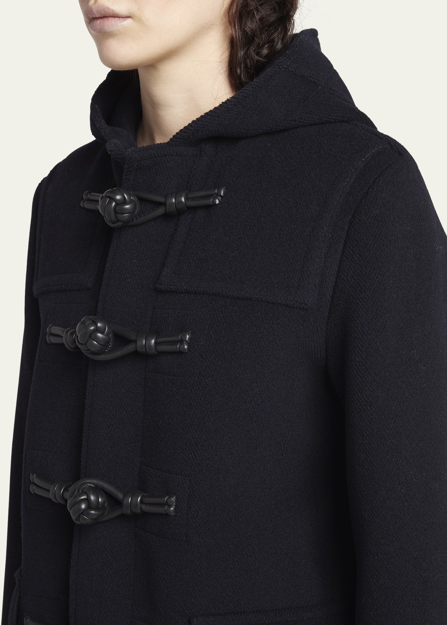 Knotted Wool Hood Coat - 5