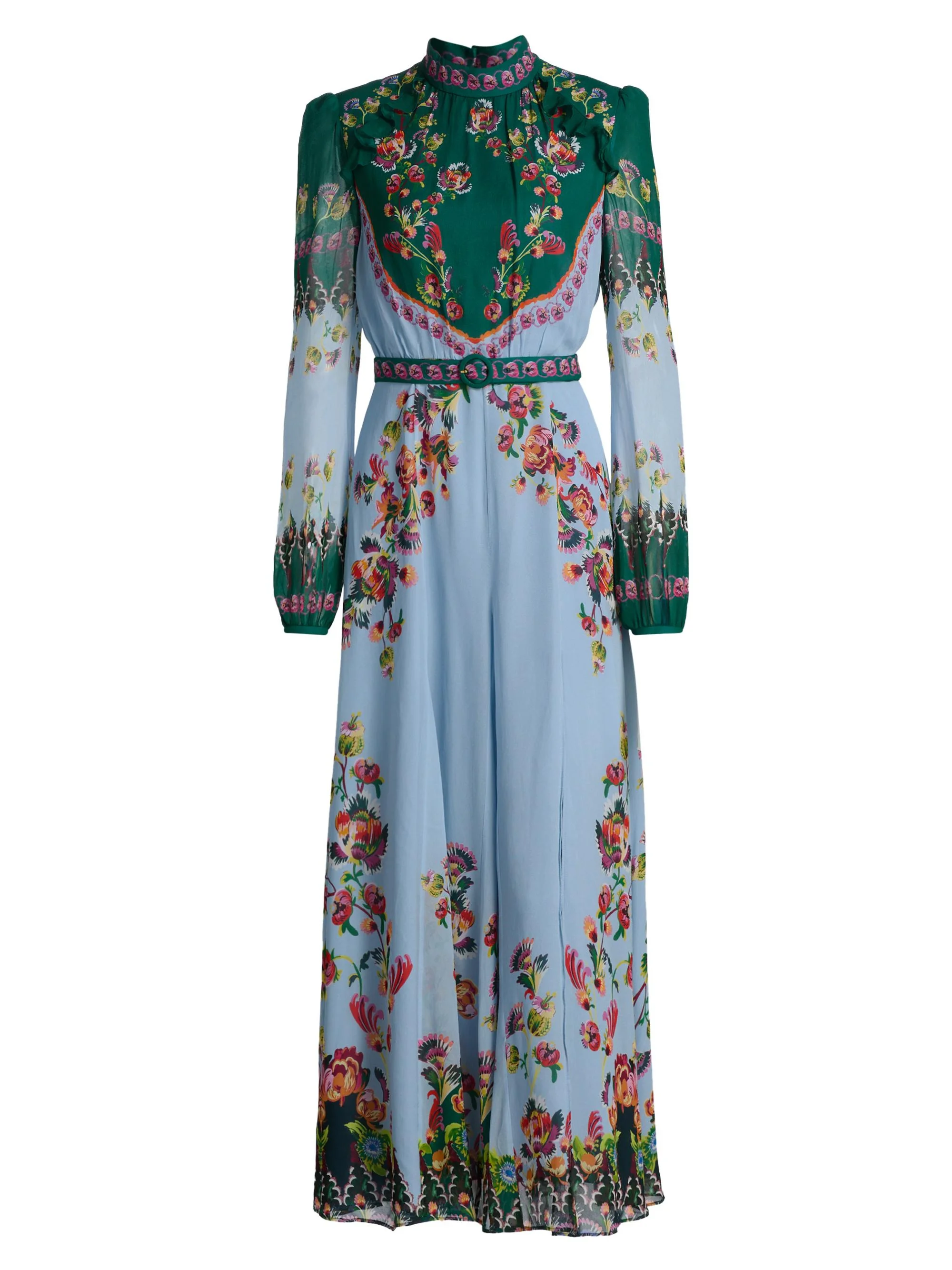 Women's Jacqui Floral Belted Midi-Dress - Saffire Trellis - 1