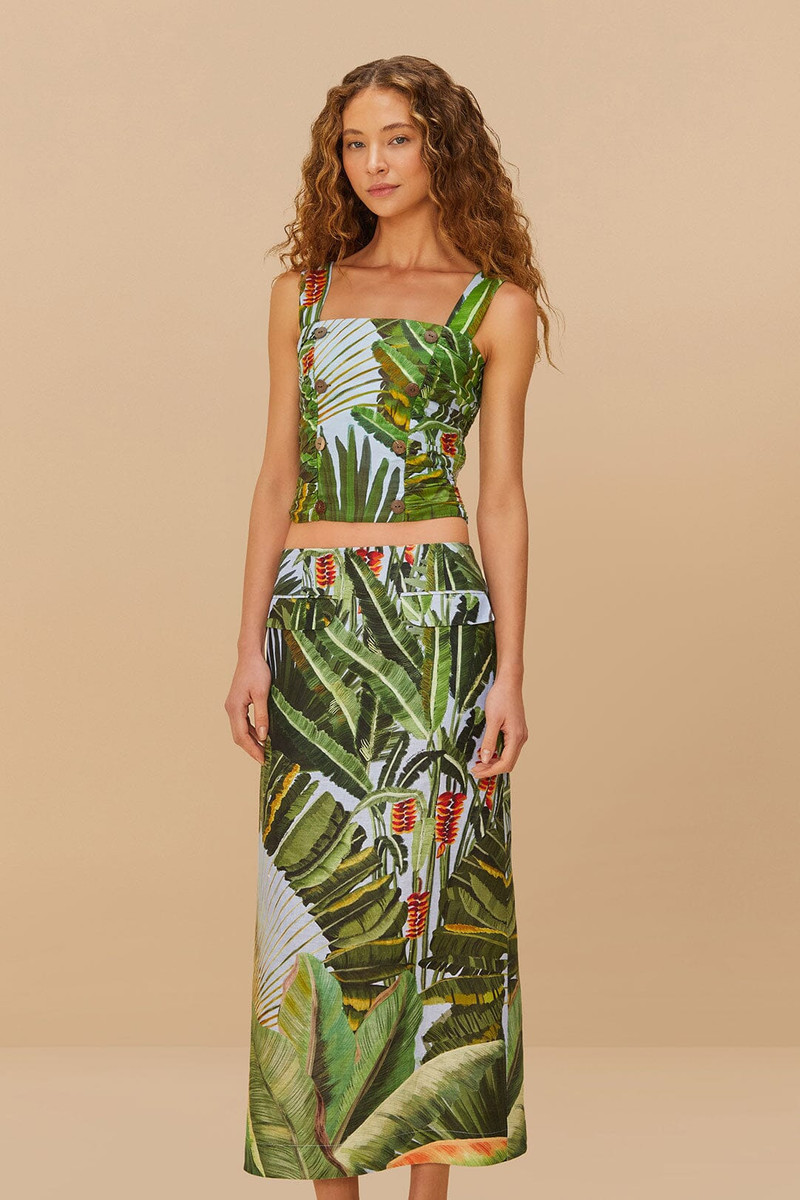 FARM RIO Blue Amazonia Forest Euroflax™ Premium Linen Maxi Skirt outlook