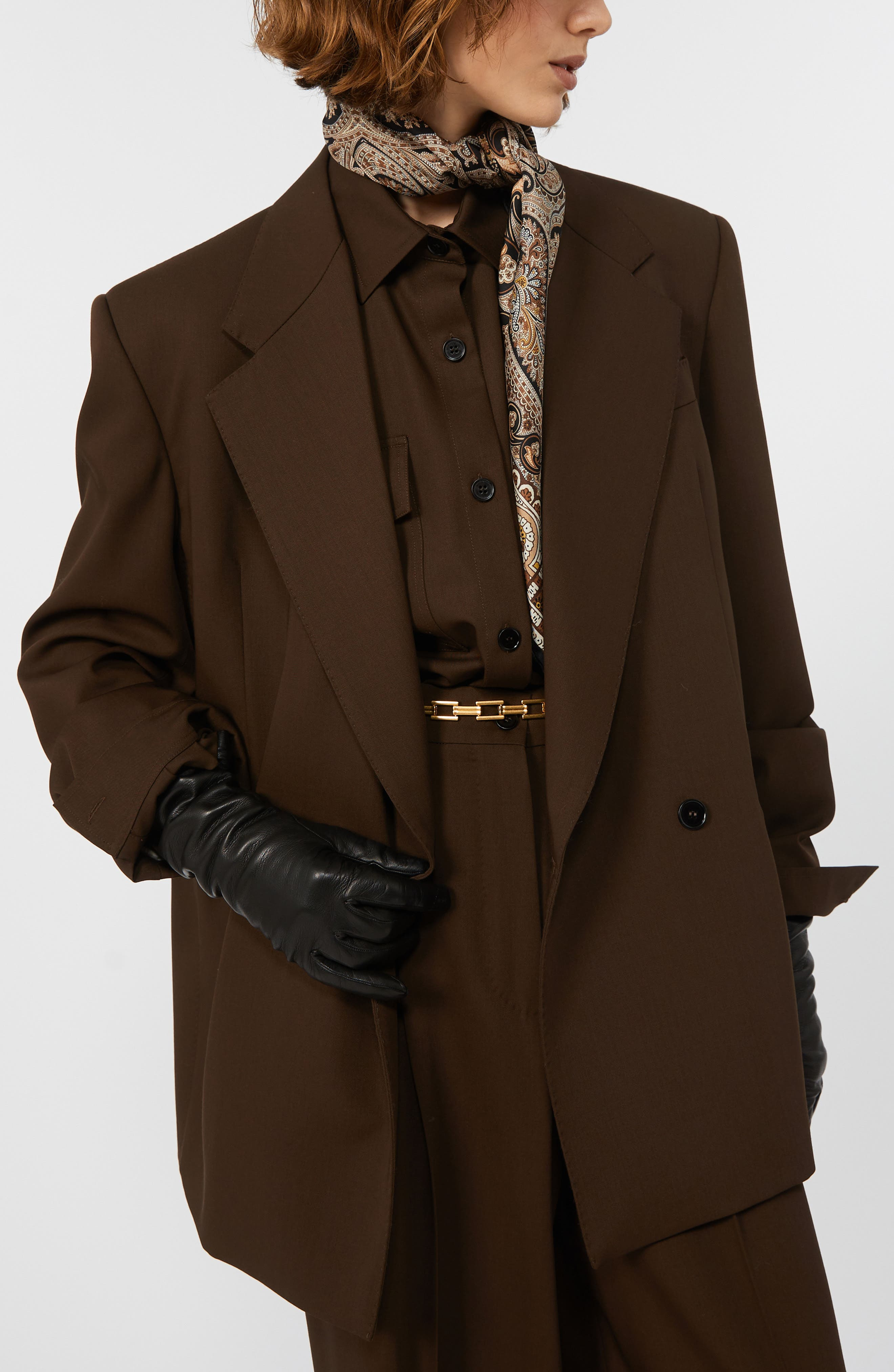 Weekend Max Mara Ginseng Double Breasted Virgin Wool Blazer in Dark Brown at Nordstrom - 3
