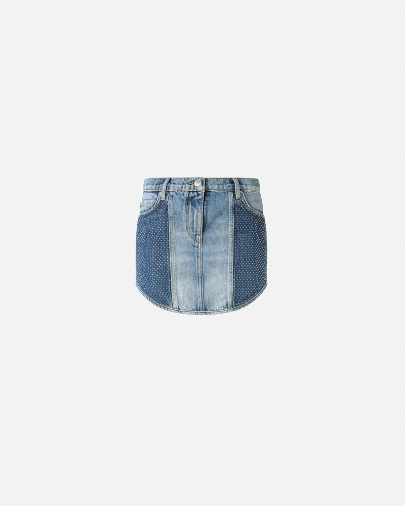 DENIM MINI SKIRT WITH MINI RHINESTONES 1