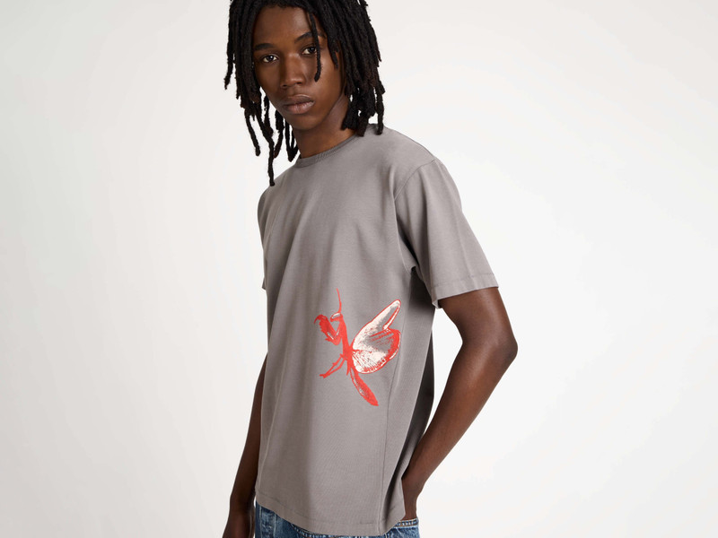 MENS PRAYING MANTIS T-SHIRT IN GREY 6