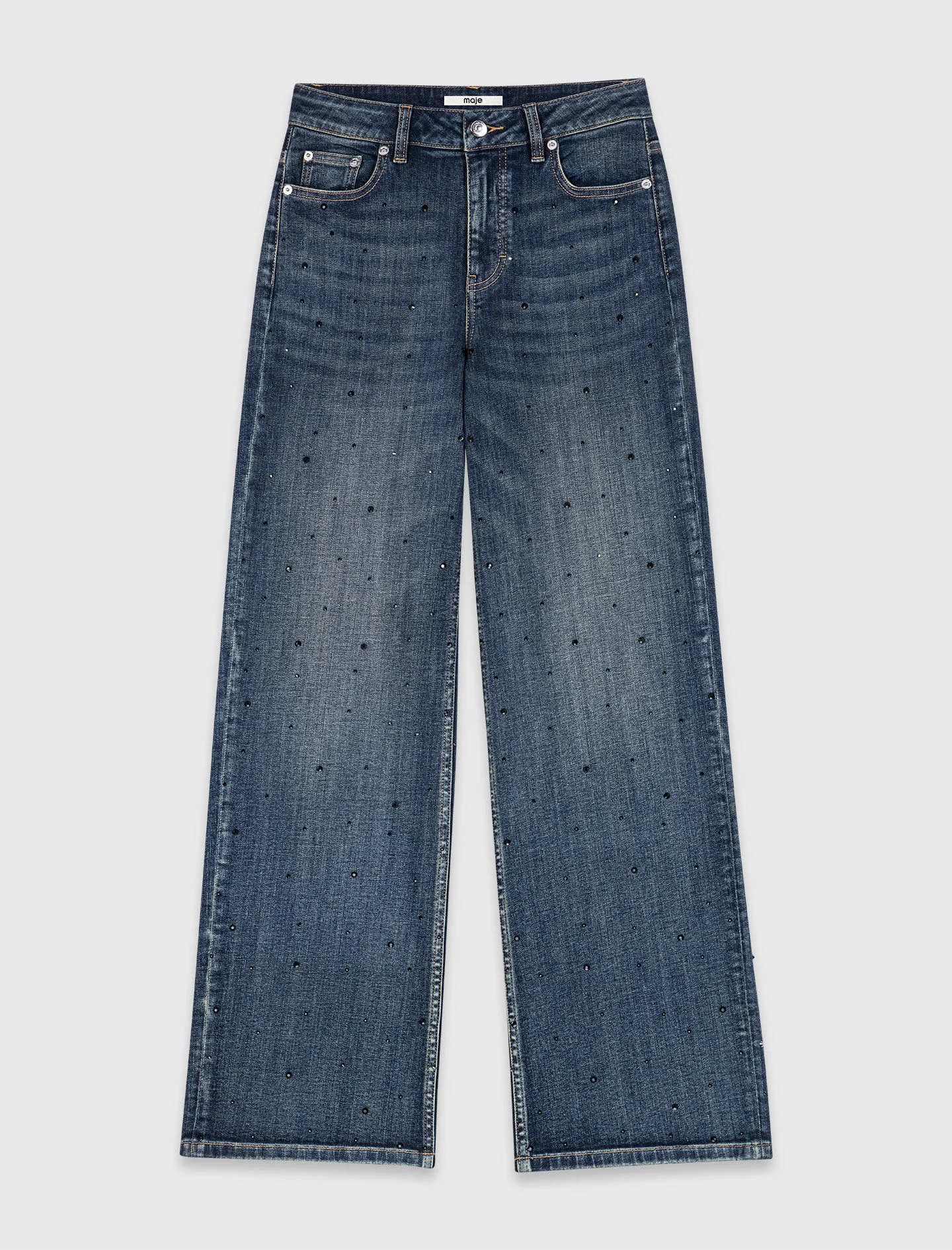 Wide-leg rhinestone jeans - 1
