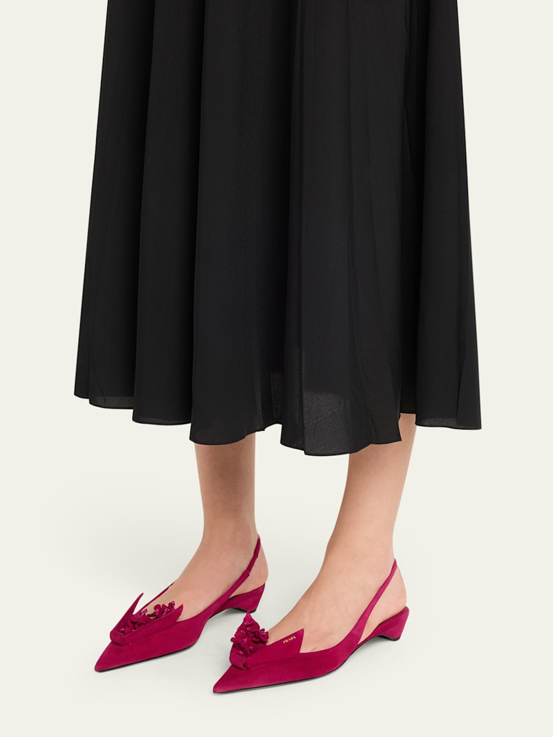 Prada Suede Flower Slingback Pumps outlook