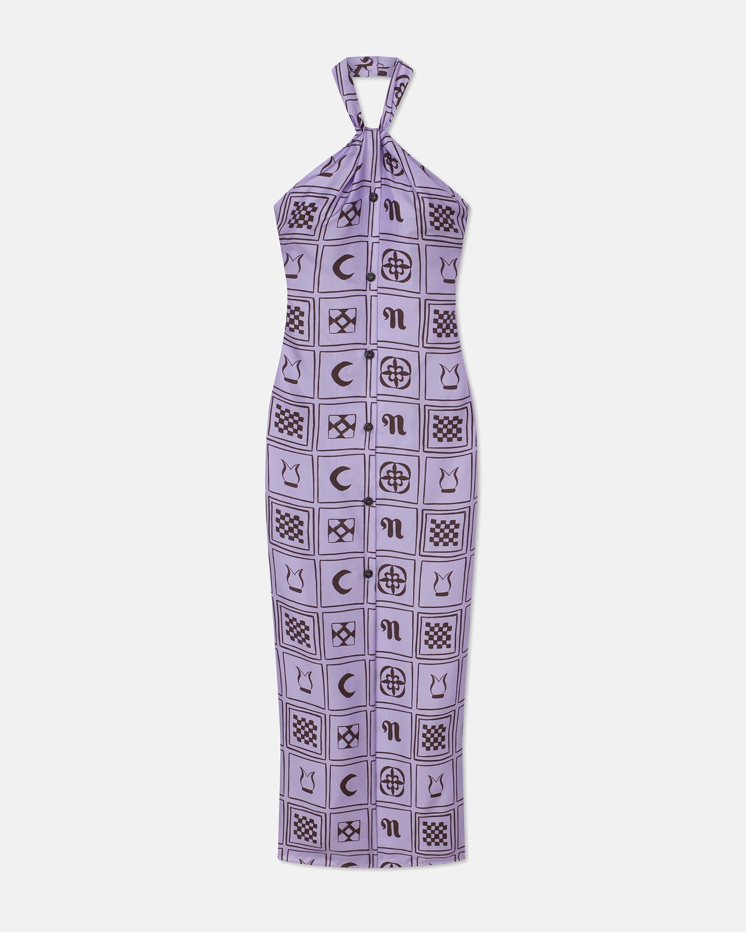 Silk-Twill Halterneck Dress - 4