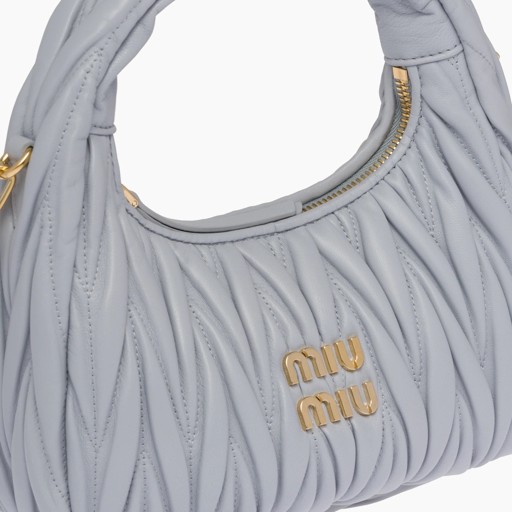 Miu Wander matelassé nappa leather mini hobo bag - 6