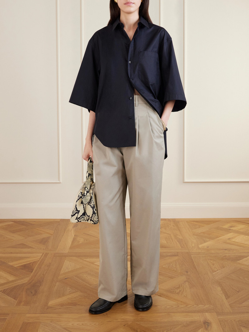 WARDROBE.NYC Pleated Cotton-blend Wide-leg Pants outlook