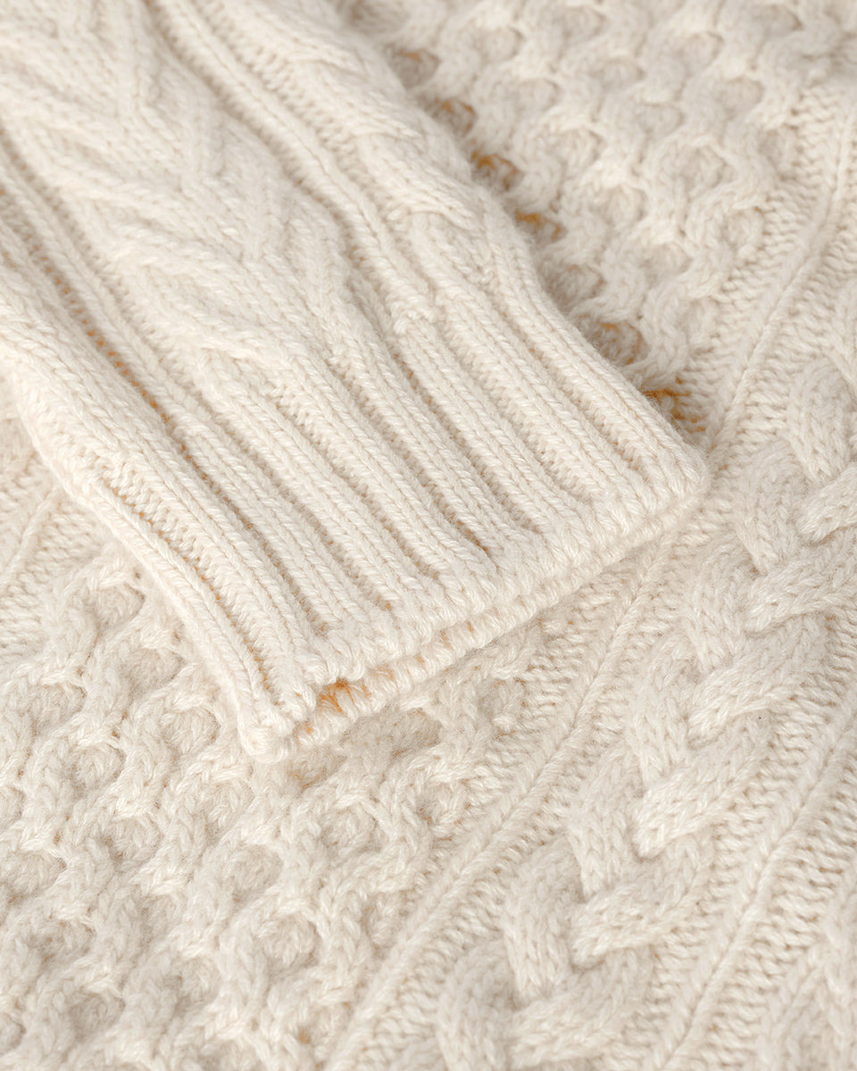 Aran Cable Cream Cashmere Jumper - 6