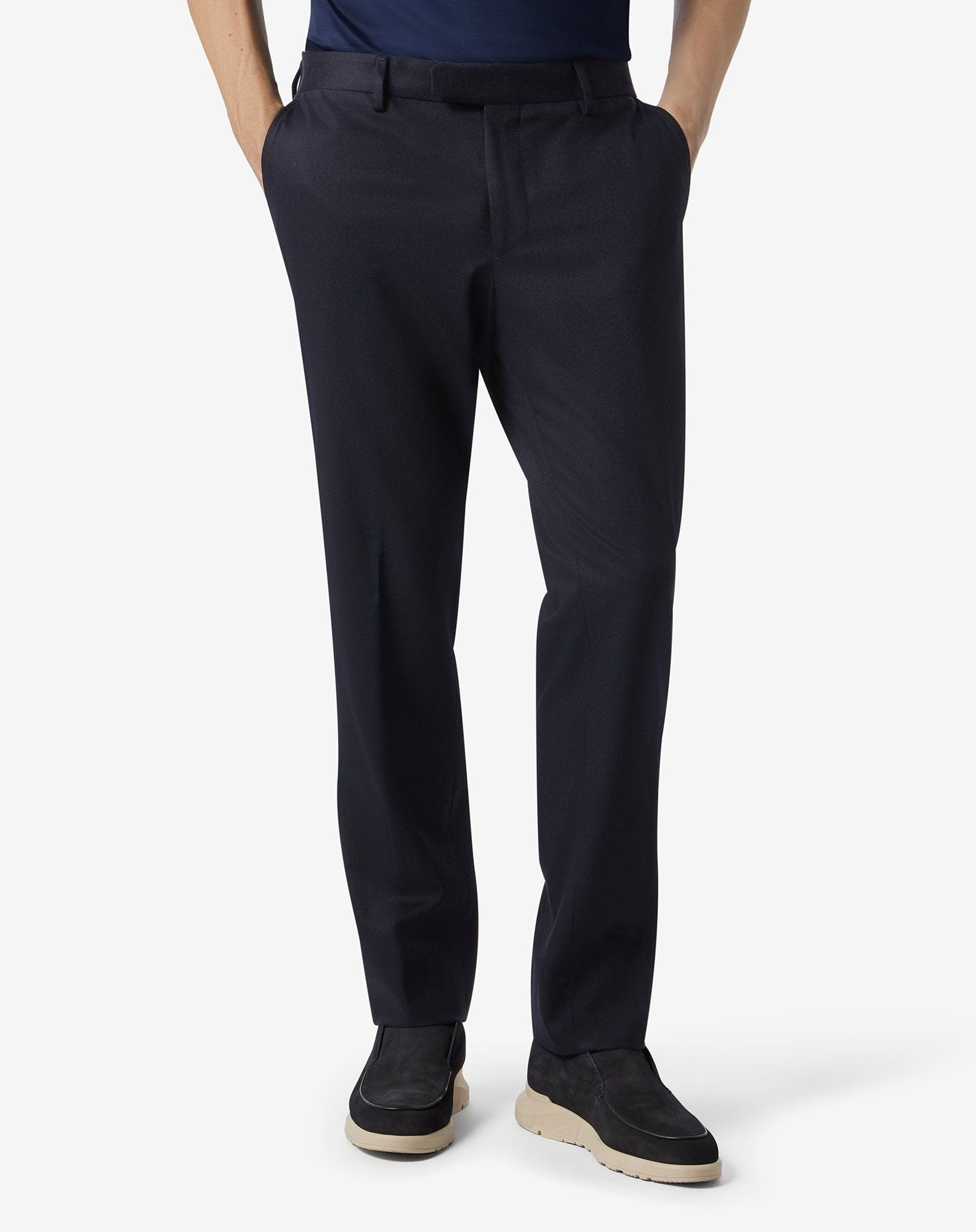 Blue wool and stretch cashmere chinos - 3
