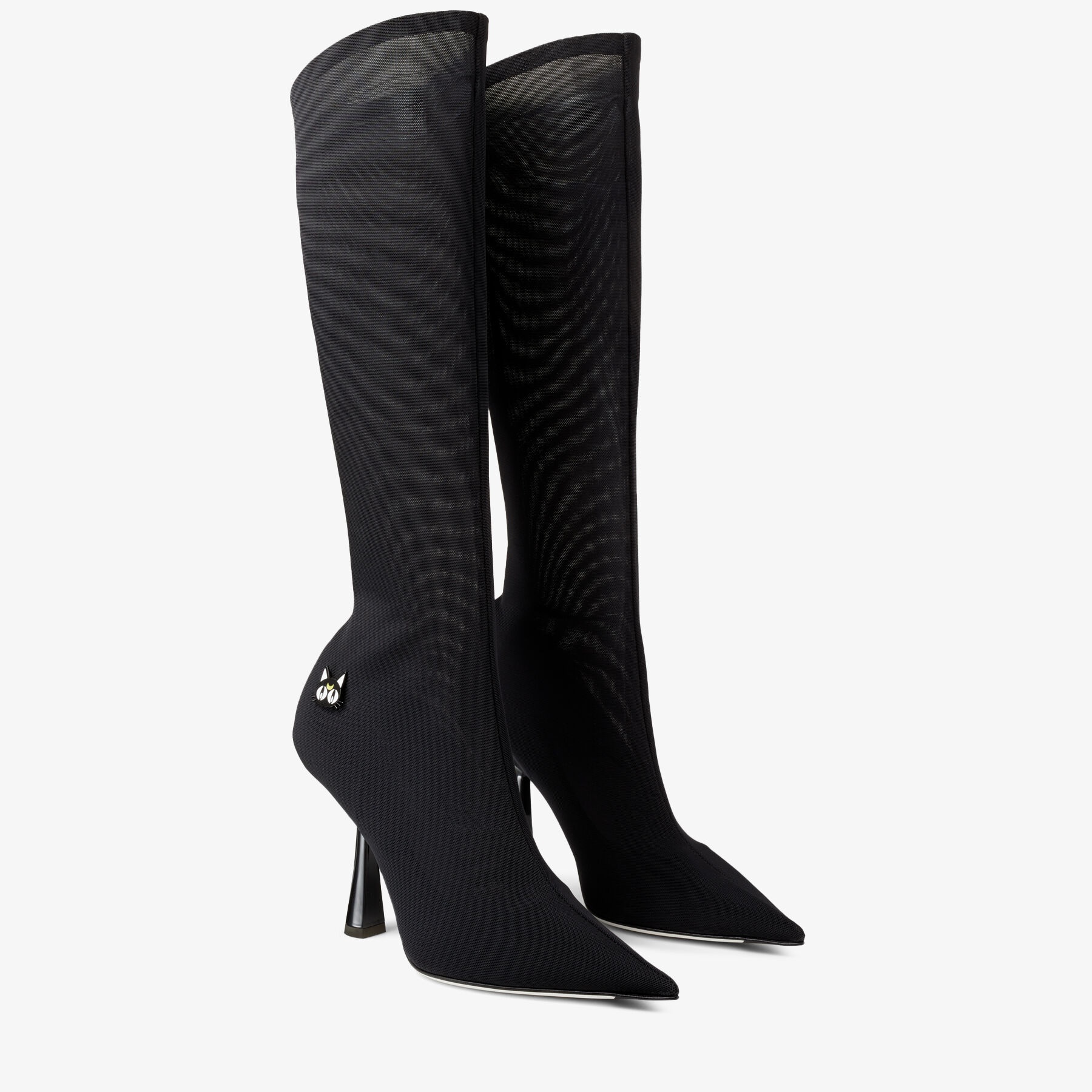 Luna Boot 100
Black Stretch Mesh Knee-High Boots - 3