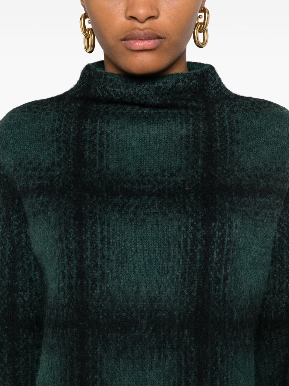 shadow-plaid funnel-neck sweater - 5