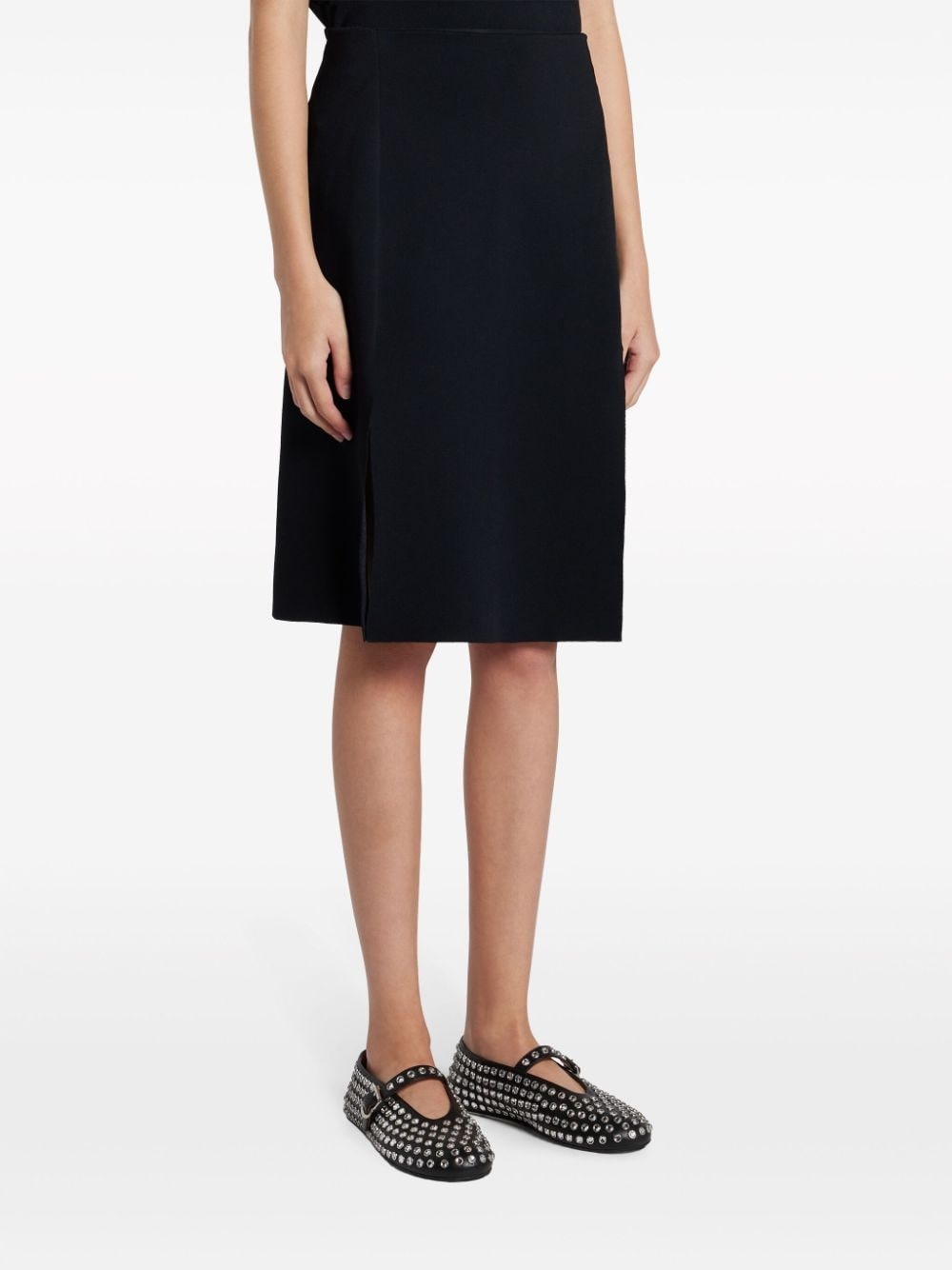 front-slit knitted skirt - 3