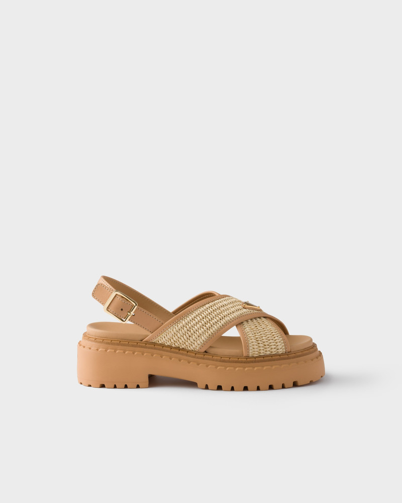 Prada Crochet and leather sandals outlook
