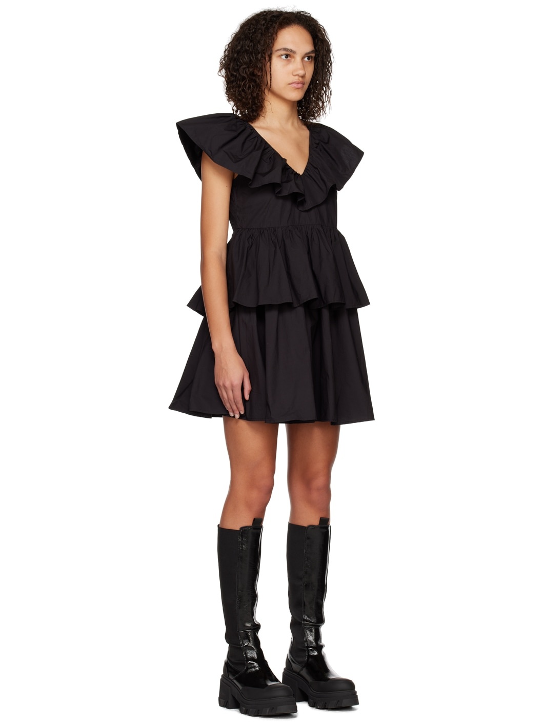 Black Tiered Minidress - 2